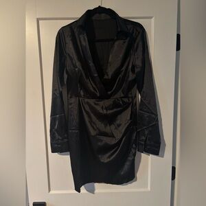 Elegant Black Satin Dress